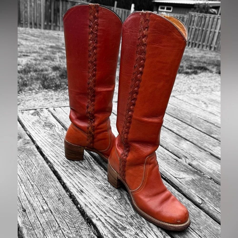 Vintage Frye Sabrina Braided Campus Boots - Picture 2 of 7